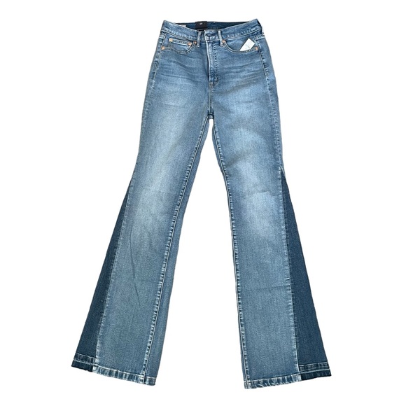 Gap | High Rise Patched '70s Flare Jeans Medium Indigo Size 29 Tall - Picture 5 of 11